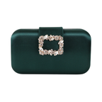 Bolsa Clutch Festa Cetim e Fecho de Pedraria Verde