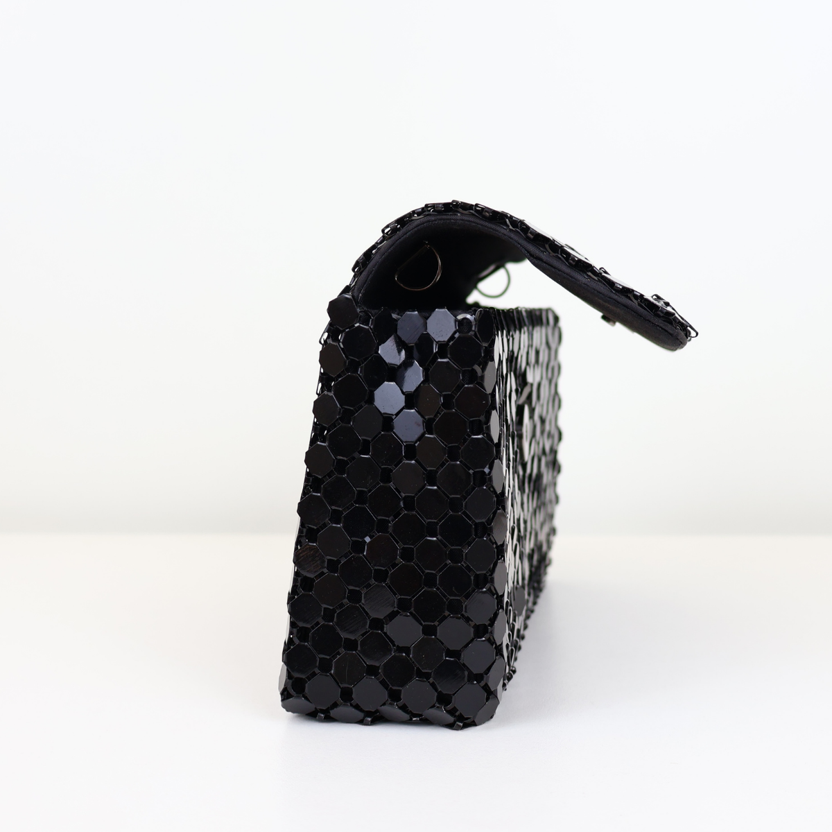 Bolsa de Festa Clutch Carteira Placa Metalizada Preta