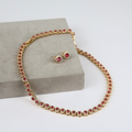 Kit Colar e Brinco - Cristal Marsala - Dourado - Semijoia