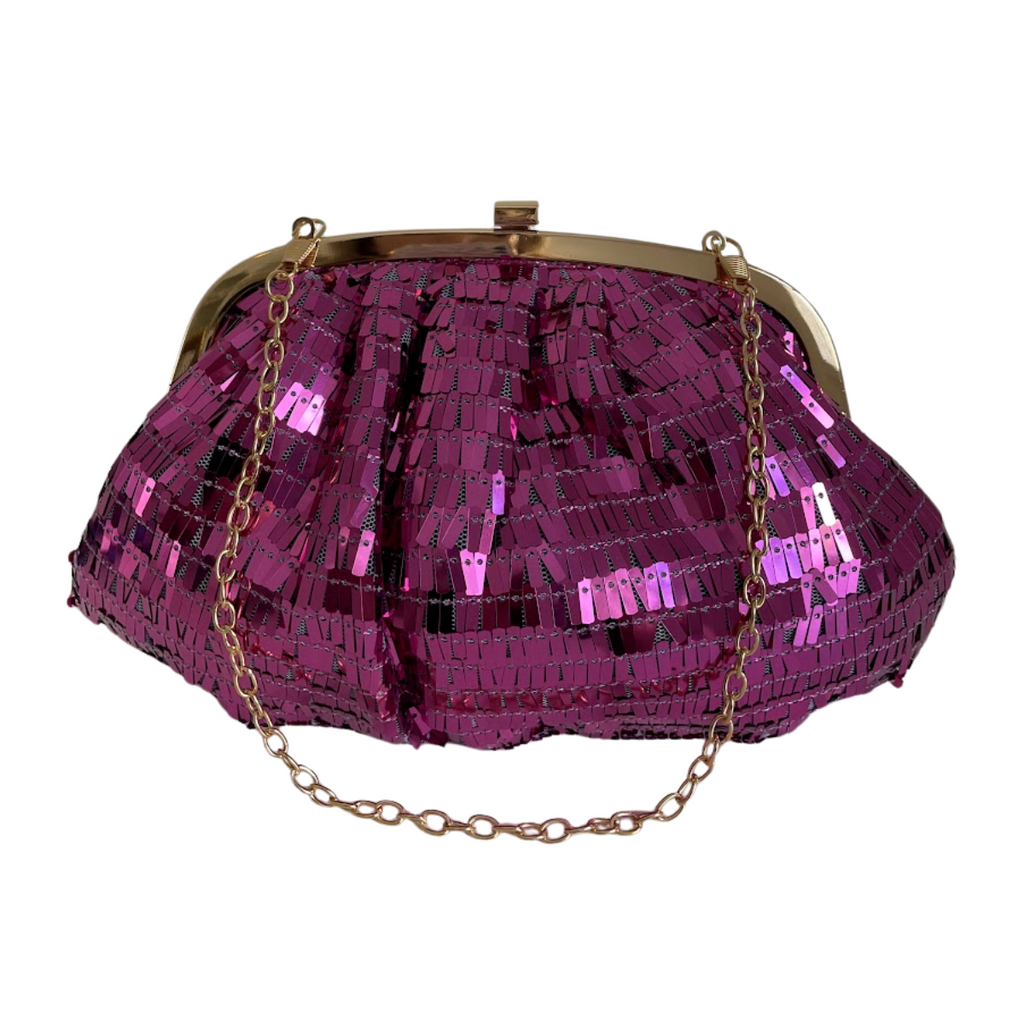 Bolsa de Festa Clutch Lantejoula Brilhante Rosa
