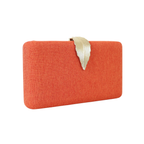 Bolsa Clutch Festa Fecho de Folha Laranja