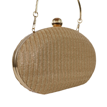 Bolsa Clutch Festa Palha Oval Bege