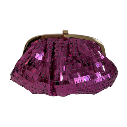 Bolsa de Festa Clutch Lantejoula Folha Brilhante Rosa