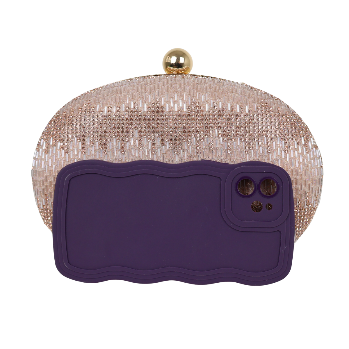 Bolsa Festa Clutch Oval Vidrilhos Rosê