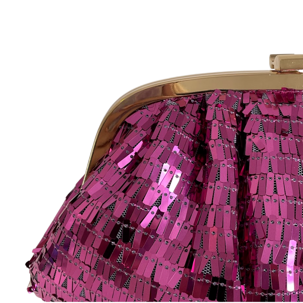 Bolsa de Festa Clutch Lantejoula Brilhante Rosa