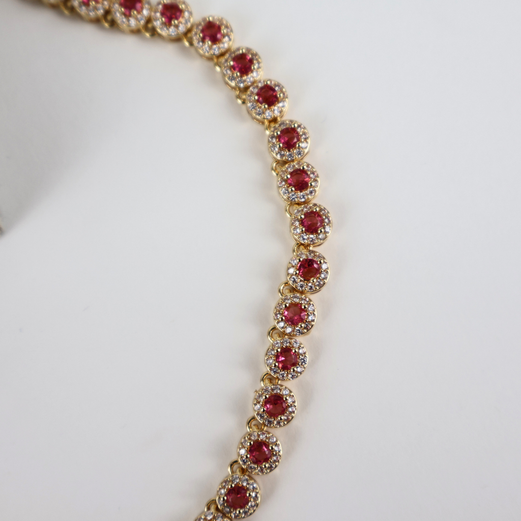 Kit Colar e Brinco - Cristal Marsala - Dourado - Semijoia