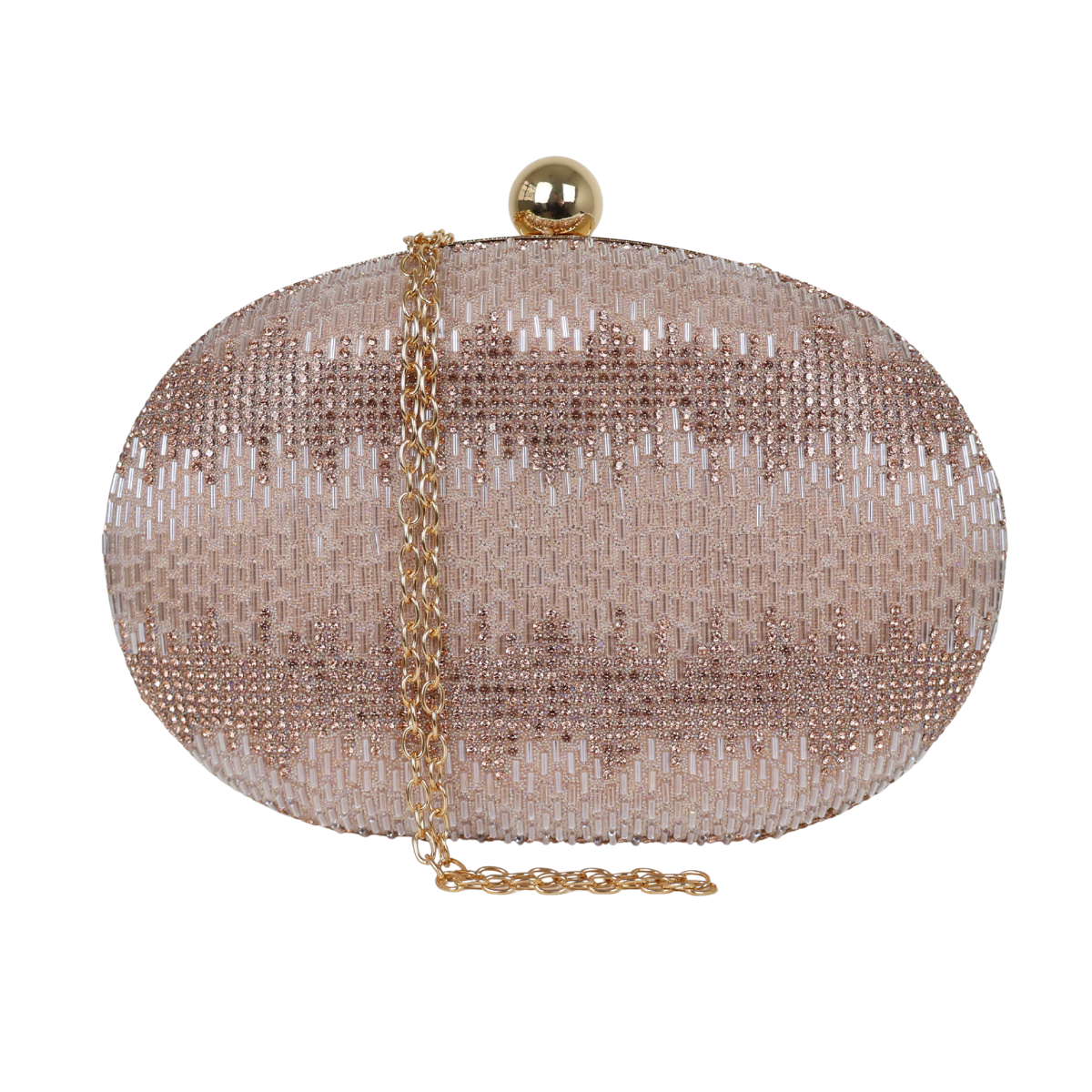 Bolsa Festa Clutch Oval Vidrilhos Rosê