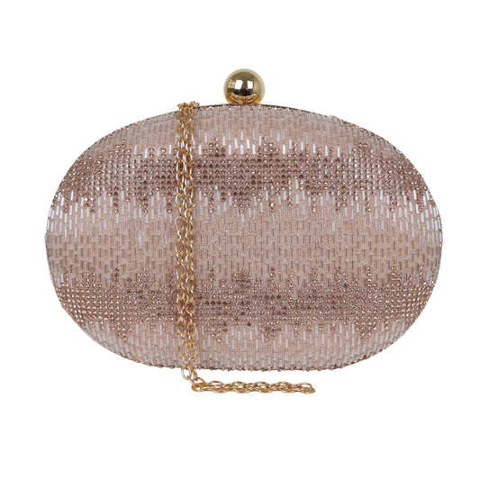 Bolsa Festa Clutch Oval Vidrilhos Rosê