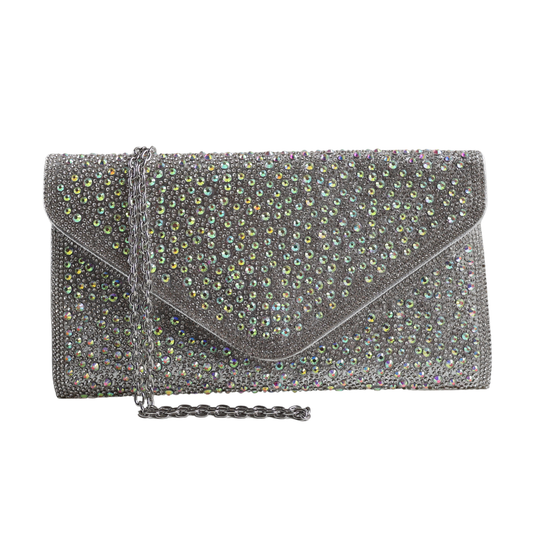 Bolsa Carteira de Festa Clutch Strass Prata Furtacor