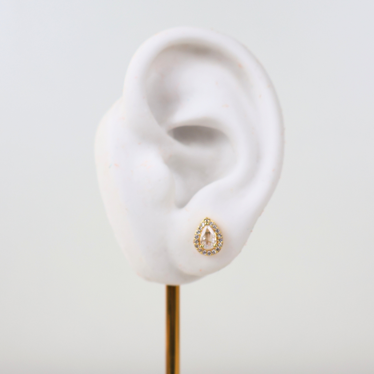 Kit Colar e Brinco - Cristal Translúscido - Dourado