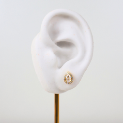 Kit Colar e Brinco - Cristal Translúscido - Dourado