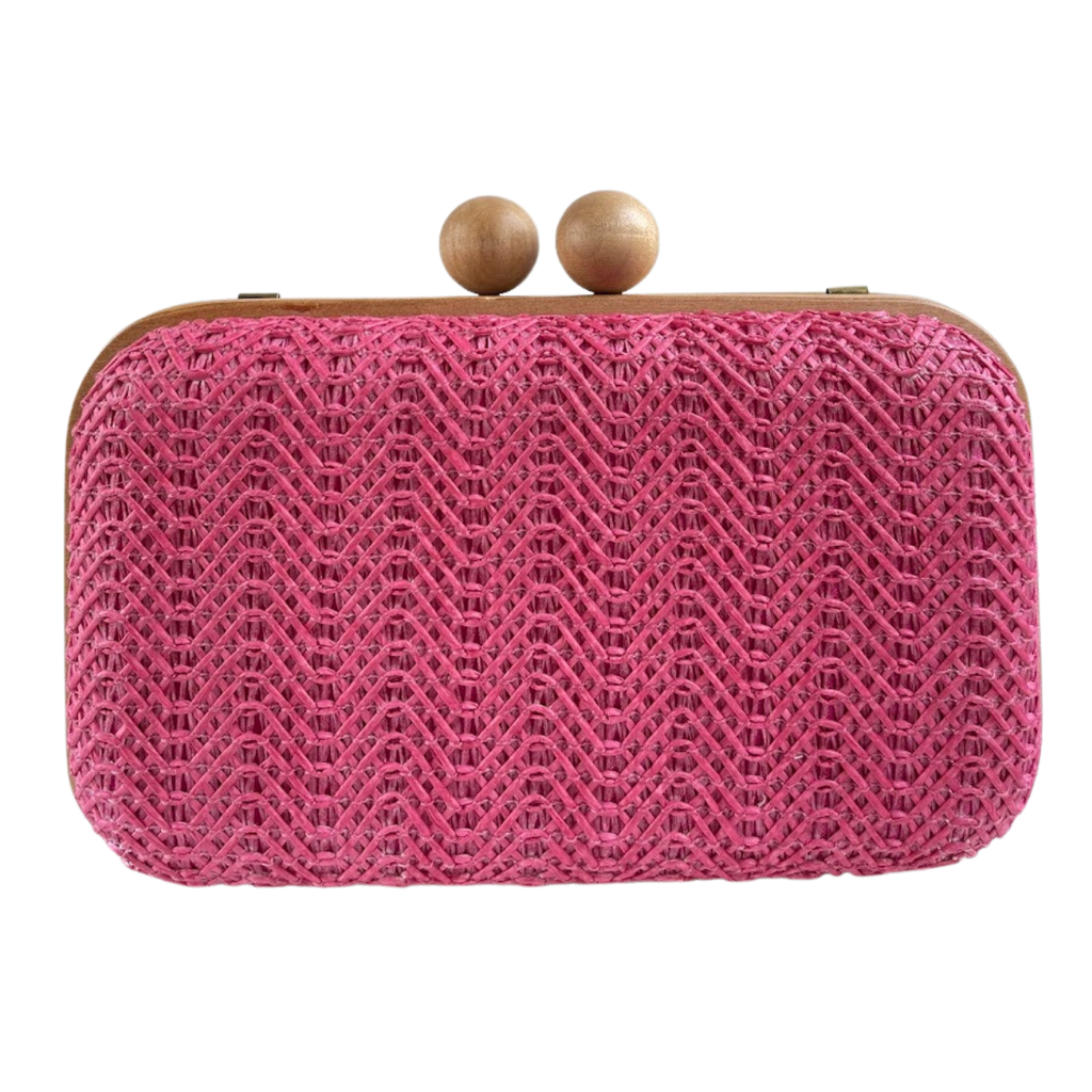 Bolsa de Festa Clutch Madeira e Palha Rosa - ReUse