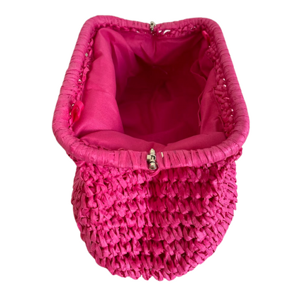 Bolsa de Praia Festa Clutch Palha Sintética Rosa