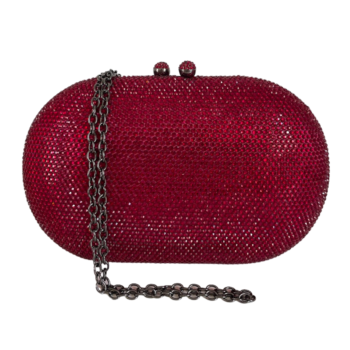 Bolsa Festa Clutch Pedraria Strass Oval Vermelha