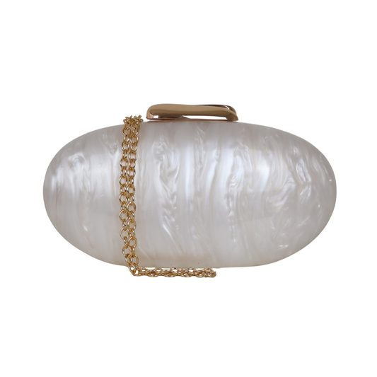 Bolsa Clutch Festa Acrílico Oval Branca