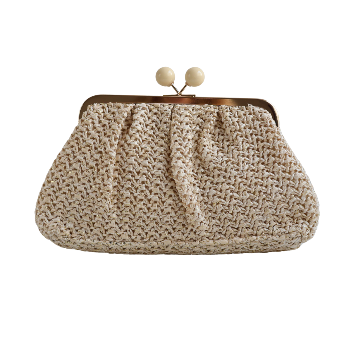 Bolsa Pouch Festa Clutch Palha Bege Claro