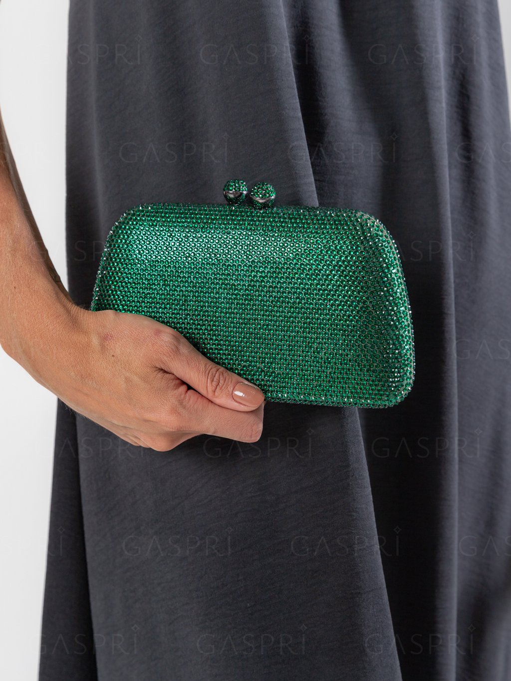 Bolsa de Festa Clutch Cristais Pedraria Verde