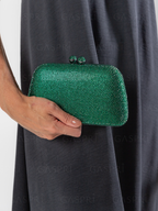 Bolsa de Festa Clutch Cristais Pedraria Verde