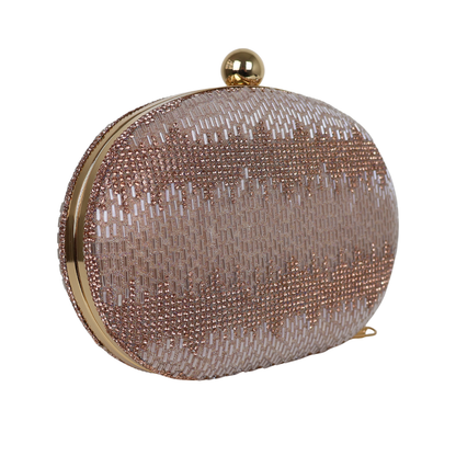 Bolsa Festa Clutch Oval Vidrilhos Rosê