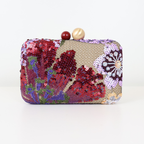 Bolsa Clutch Festa Bordada Flores Marsala
