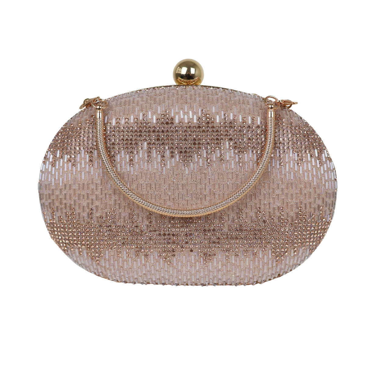 Bolsa Festa Clutch Oval Vidrilhos Rosê