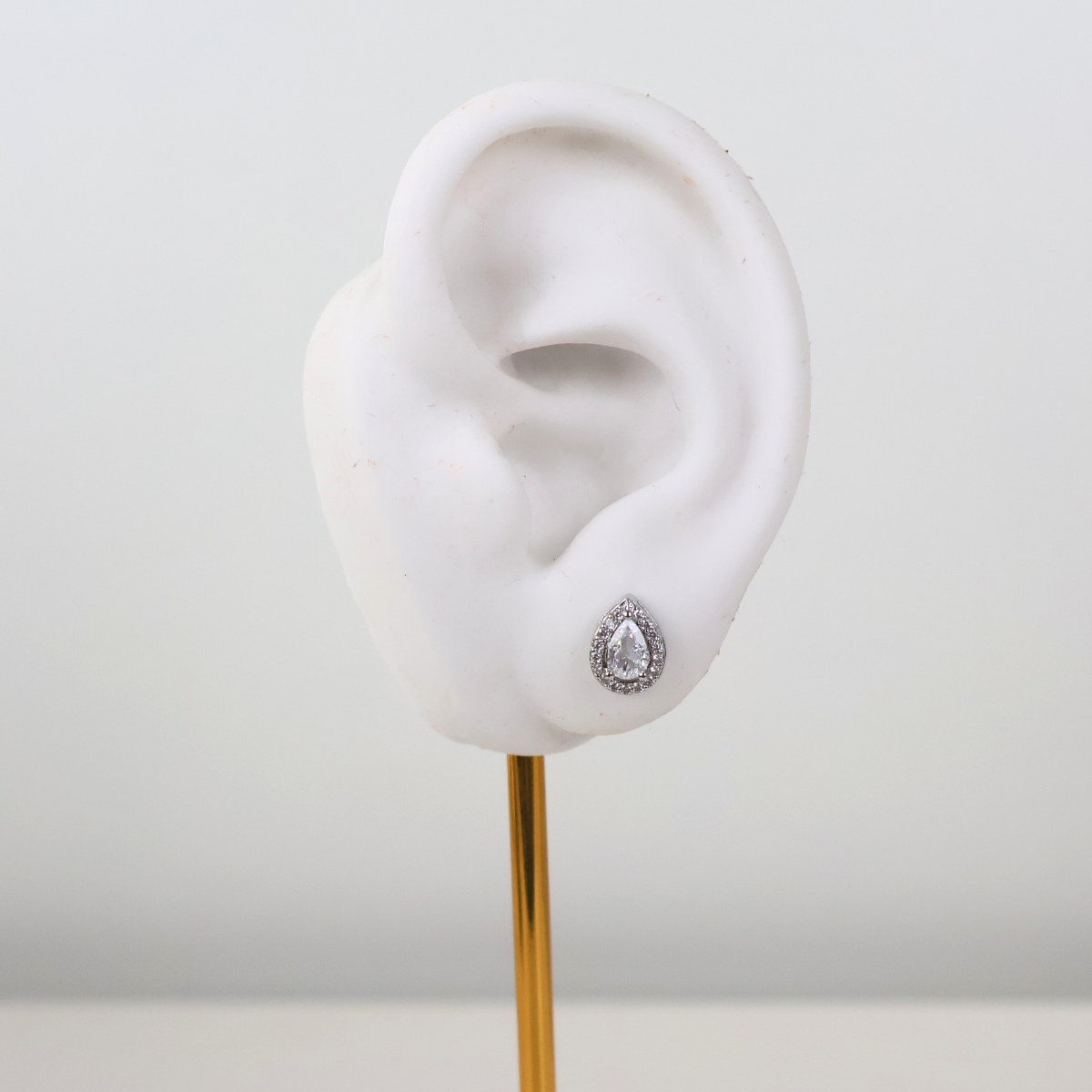 Kit Brinco e Colar - Prateado e Cristal Translúcido - Semijoia