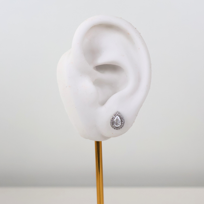 Kit Brinco e Colar - Prateado e Cristal Translúcido - Semijoia