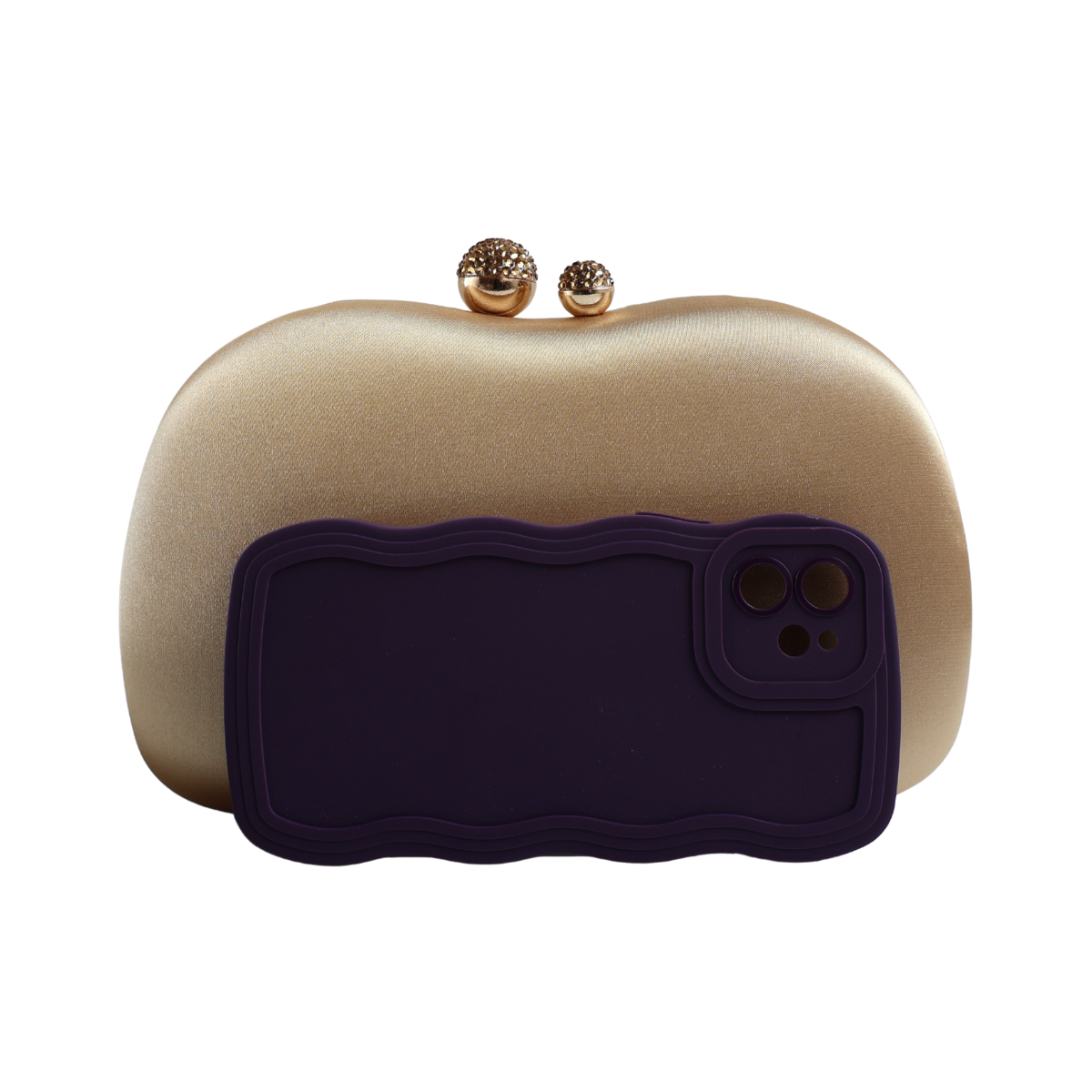 Bolsa Festa Clutch Tecido Acetinado Dourada
