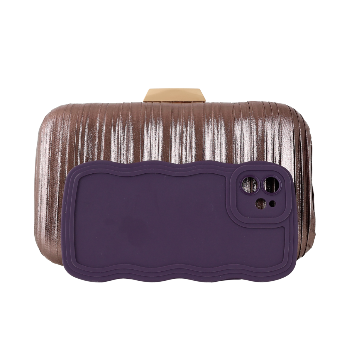 Bolsa de Festa Clutch Bronze Marrom Escuro