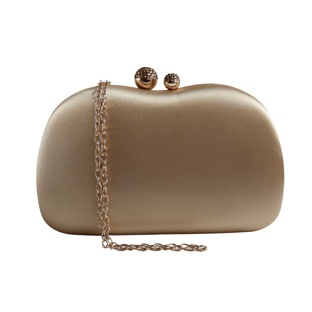 Bolsa Festa Clutch Tecido Acetinado Dourada - ReUse