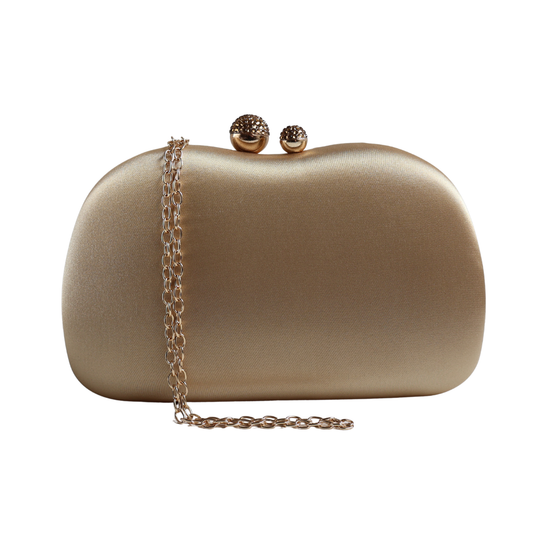 Bolsa Festa Clutch Tecido Acetinado Dourada