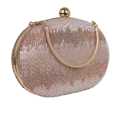 Bolsa Festa Clutch Oval Vidrilhos Rosê