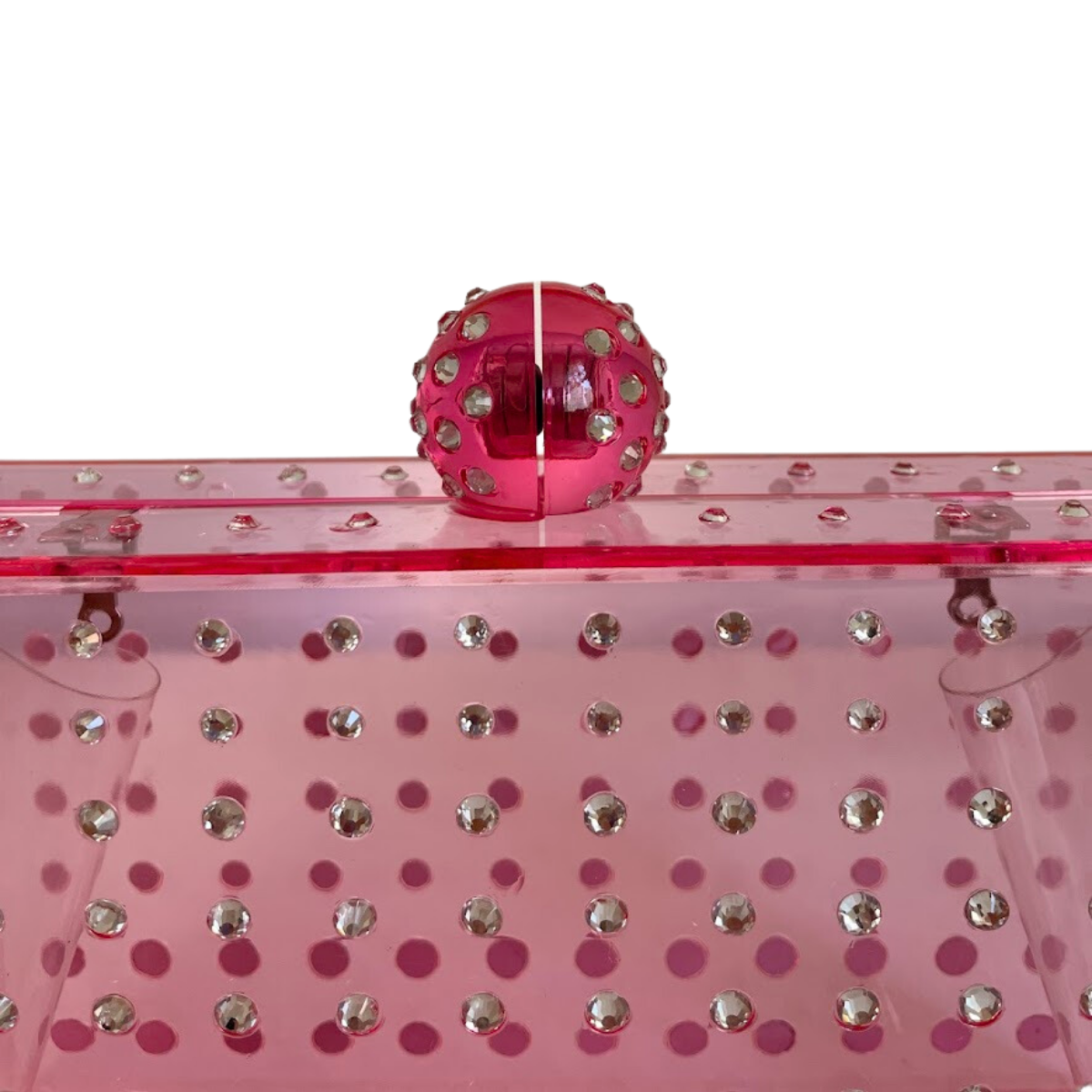 Bolsa de Mão Transversal Festa Clutch Acrílico Transparente Rosa