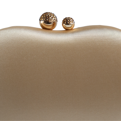 Bolsa Festa Clutch Tecido Acetinado Dourada