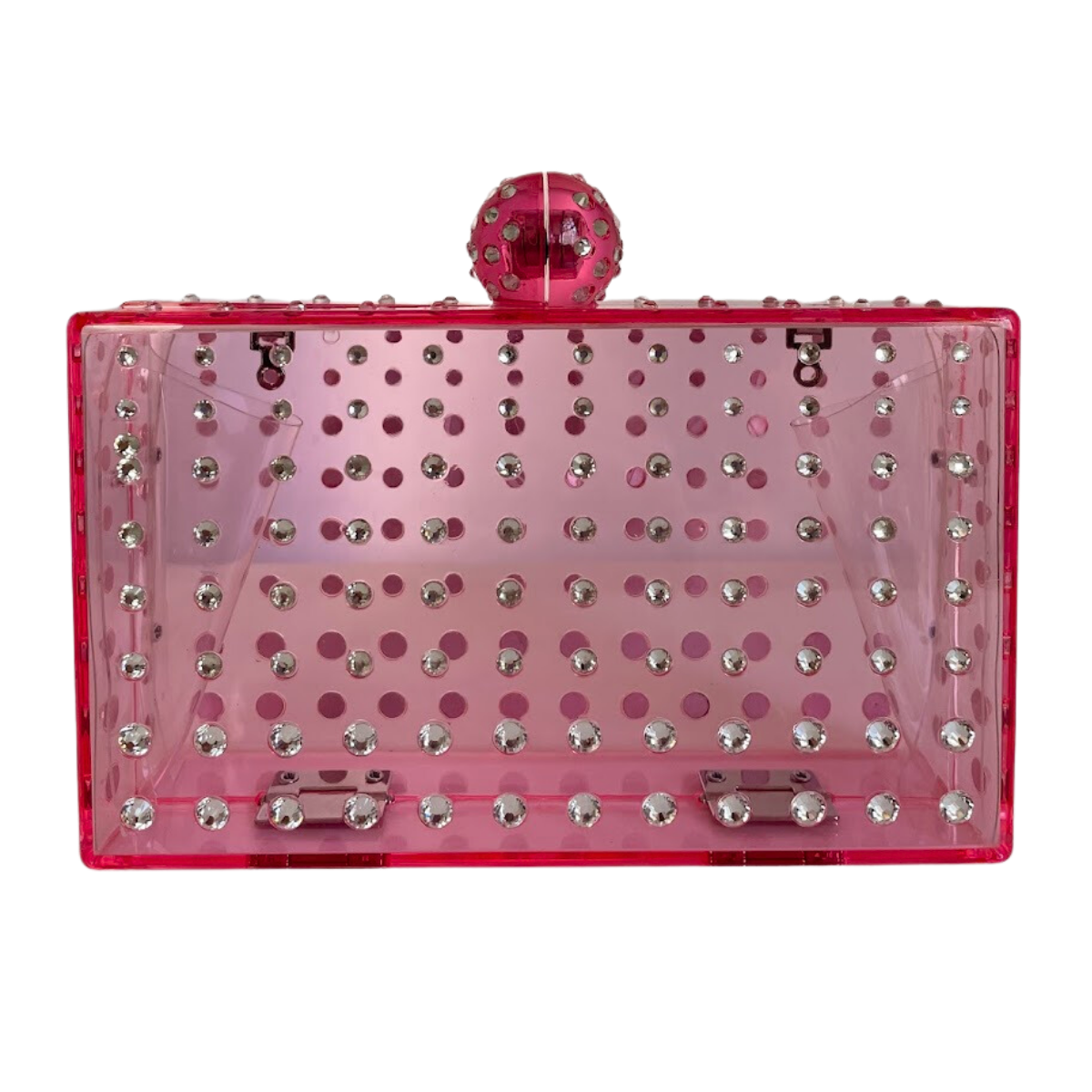 Bolsa de Mão Transversal Festa Clutch Acrílico Transparente Rosa