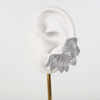 Brinco Earcuff Prateado e Cristal Translúcido - Semijoia