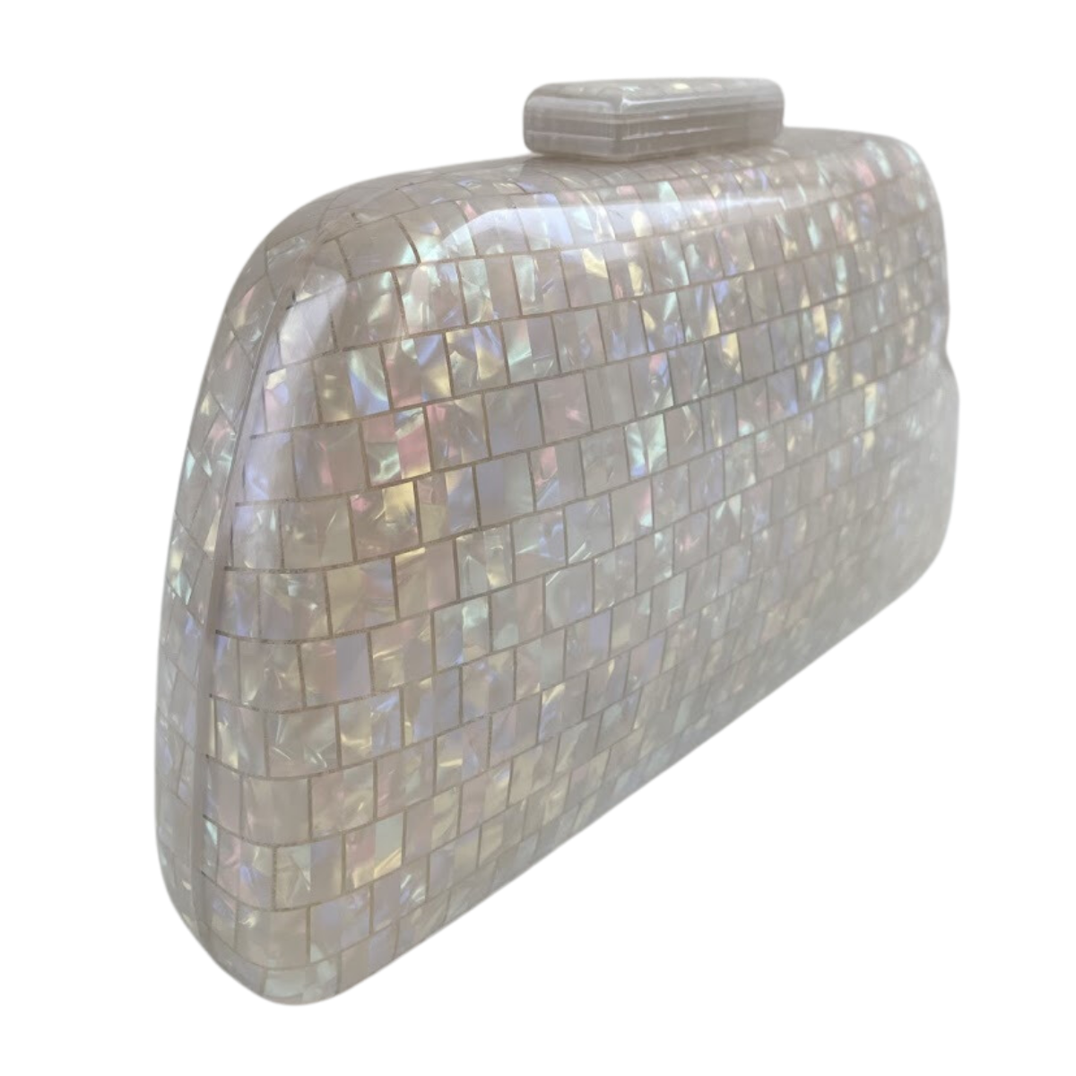 Bolsa de Festa Clutch Acrílico Perolada Bege
