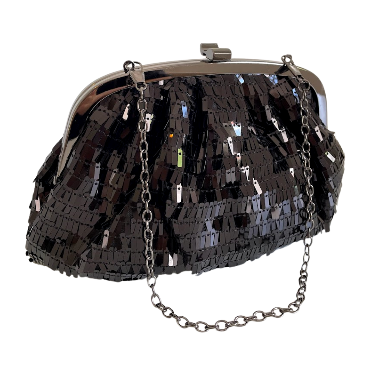 Bolsa de Festa Clutch Lantejoula Brilhante Preta