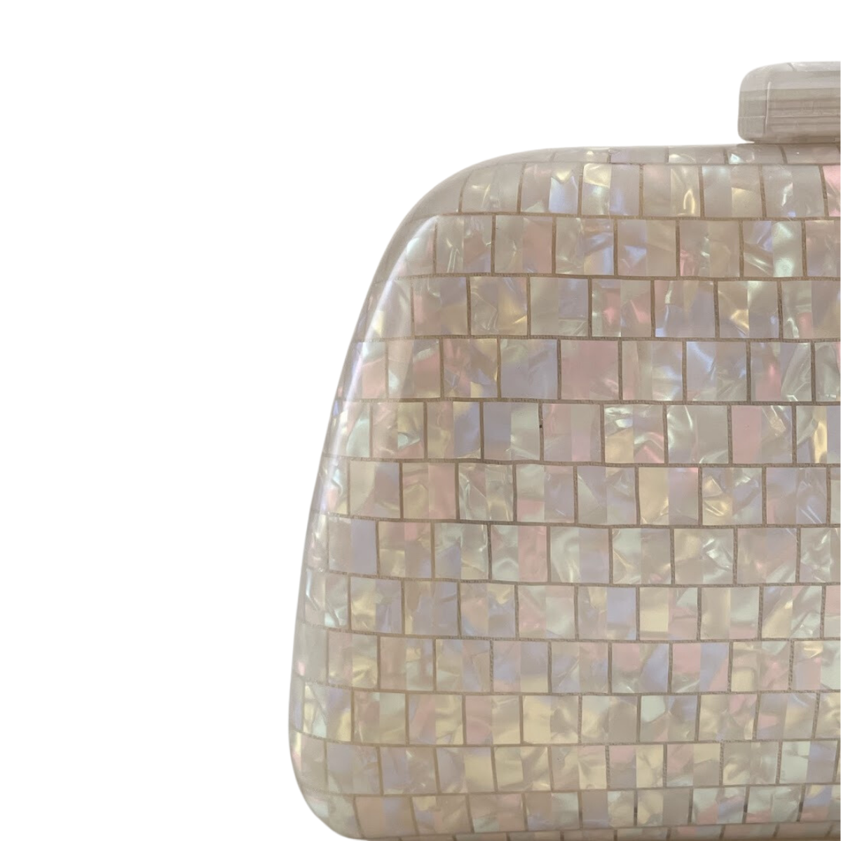 Bolsa de Festa Clutch Acrílico Perolada Bege