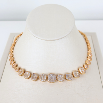 Kit Colar e Brinco - Cristal Translúscido - Dourado