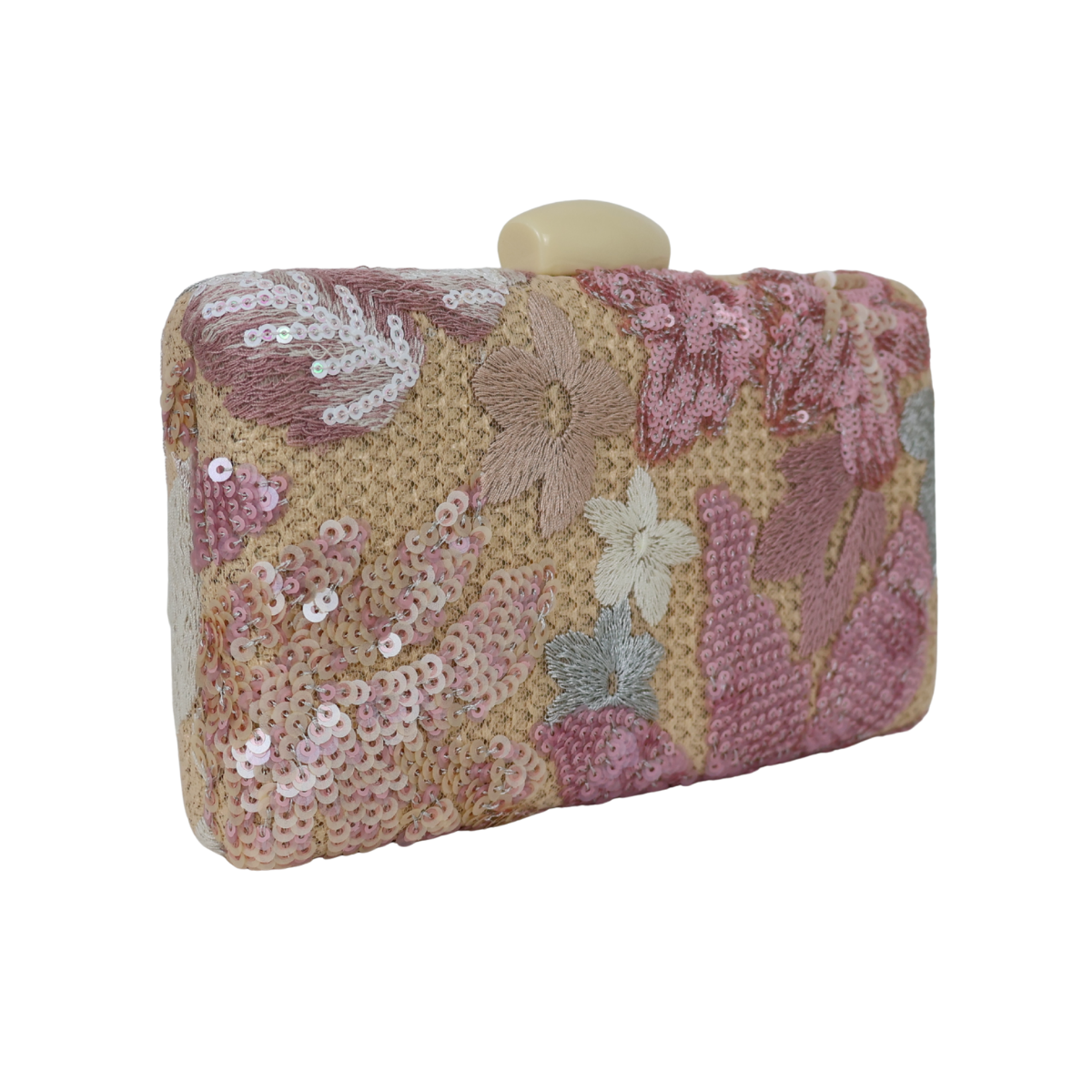 Bolsa Clutch Festa Bordada Flores Rosa