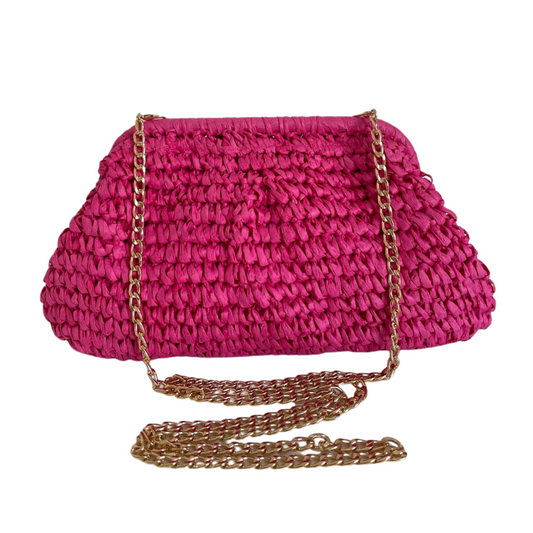 Bolsa de Praia Festa Clutch Palha Sintética Rosa