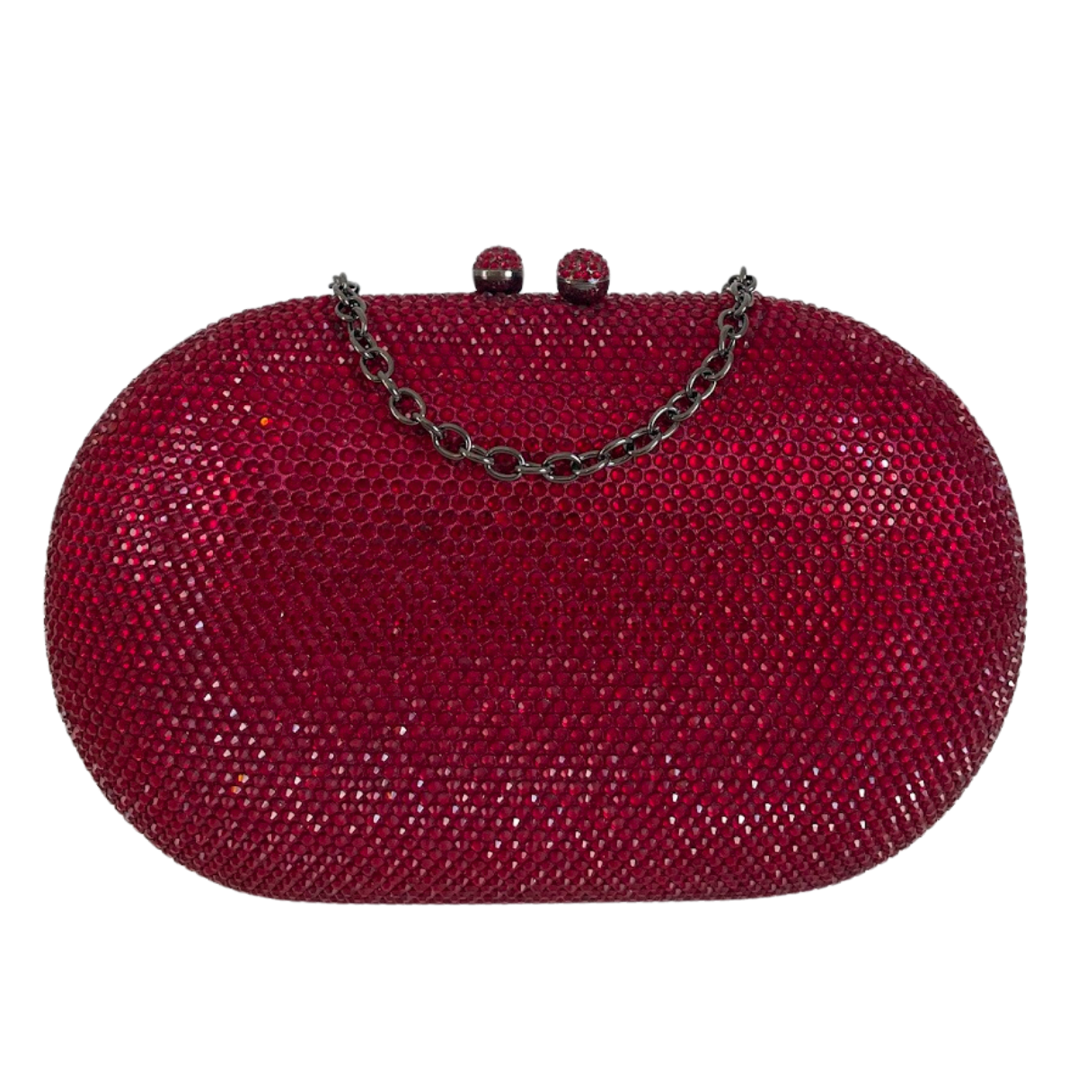 Bolsa Festa Clutch Pedraria Strass Oval Vermelha