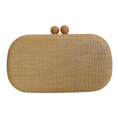 Bolsa de Festa Clutch Oval Palha Bege