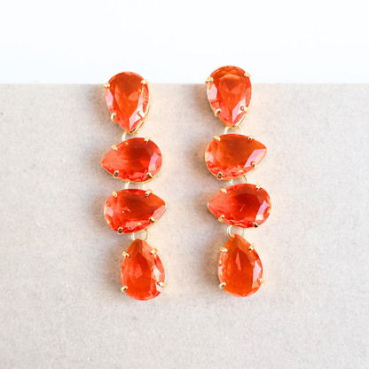 Brinco Dourado e Cristal Laranja - Semijoia