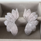 Brinco Earcuff Prateado e Cristal Translúcido - Semijoia