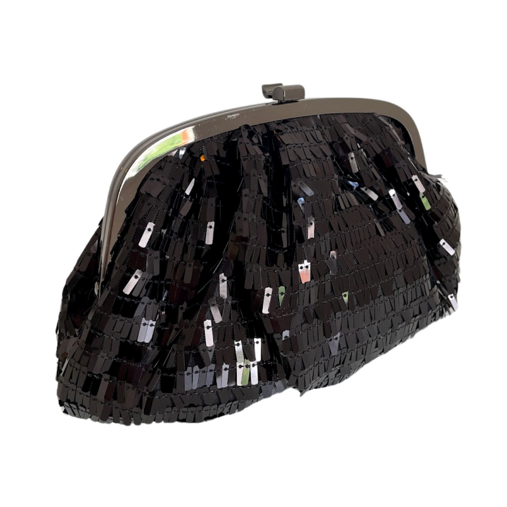 Bolsa de Festa Clutch Lantejoula Brilhante Preta