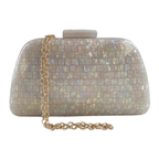 Bolsa de Festa Clutch Acrílico Perolada Bege