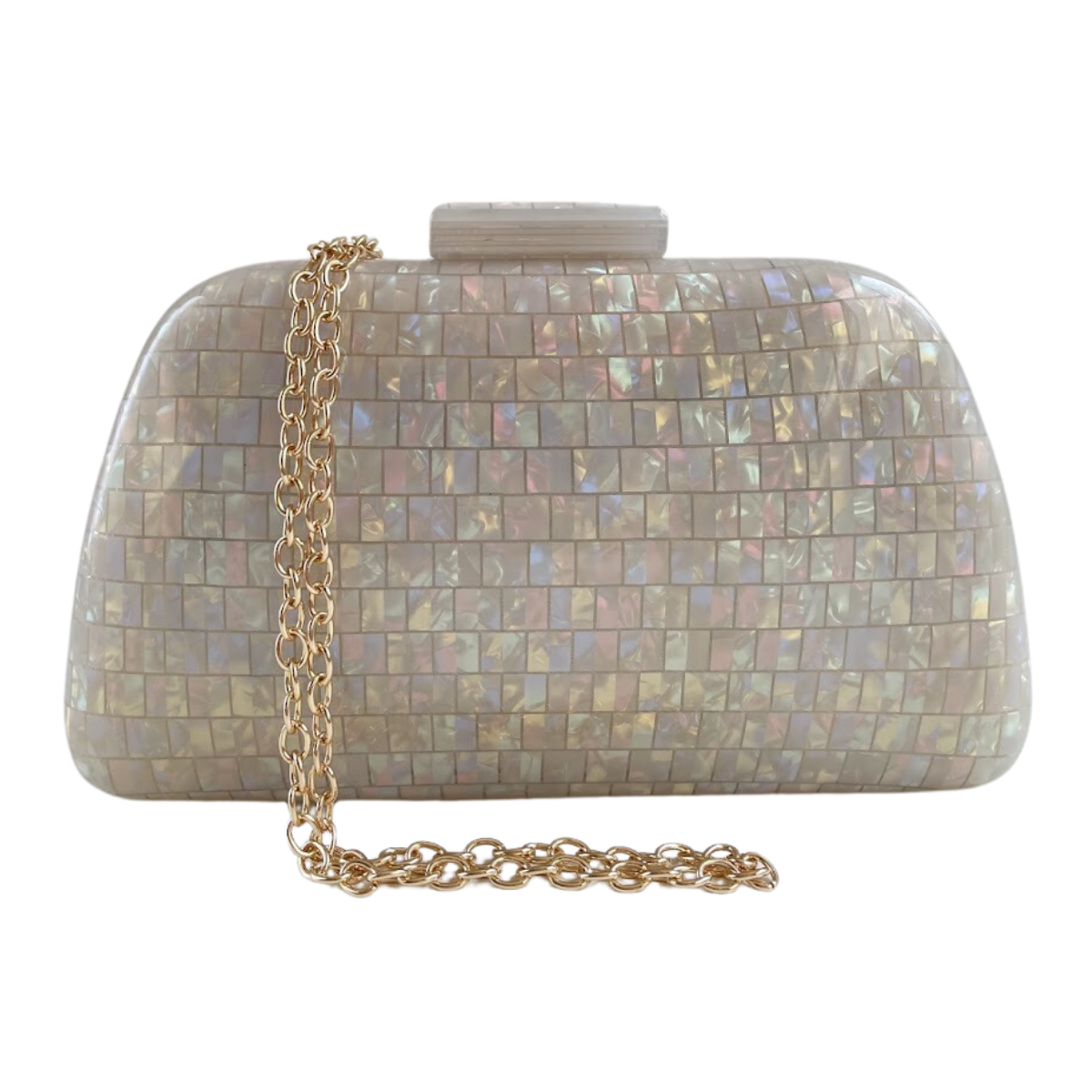 Bolsa de Festa Clutch Acrílico Perolada Bege