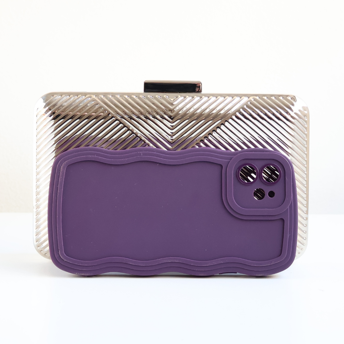 Bolsa de Festa Clutch Metalizada Prateada